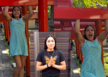 VIDEO | Influencer fitness en controversia por hacer ejercicio en monumento religioso japonés