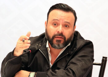 Foto: Adrián Gaytán // El secretario de Gobierno, Jesús Romero López, en la conferencia de prensa de seguridad.