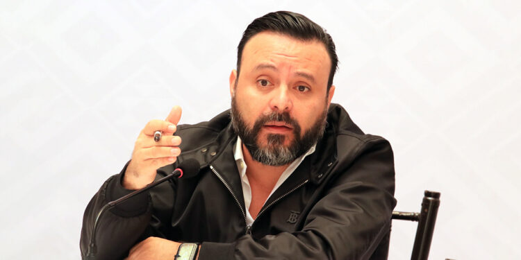 Foto: Adrián Gaytán // El secretario de Gobierno, Jesús Romero López, en la conferencia de prensa de seguridad.