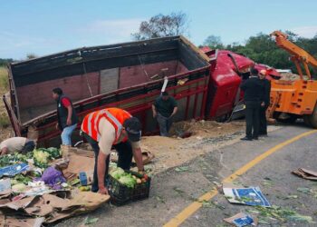 La carga de verduras se perdió en el accidente.