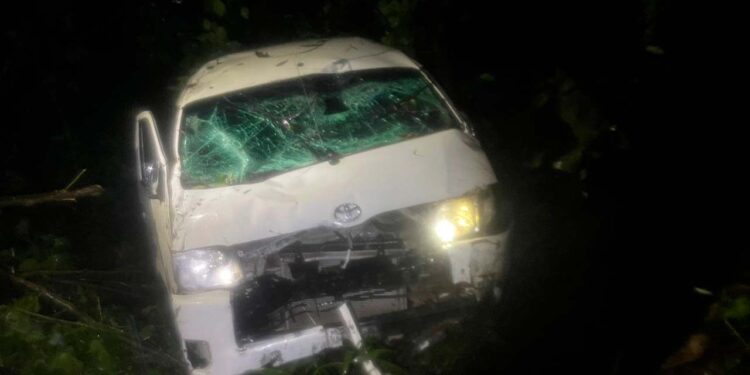 Camioneta cae dentro  de una hondonada
