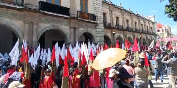 Foto: Tomado de video // Militantes del MULT frente al Palacio de Gobierno.