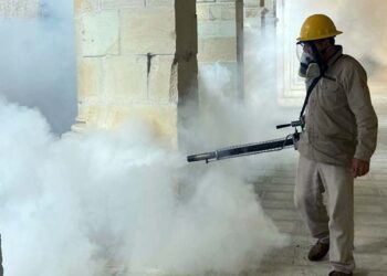 Foto: SSO // Nebulización en panteones.