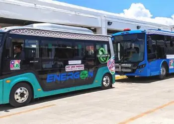 Foto: archivo // Dos modelos de autobuses eléctricos del CityBus para prestar servicio público en la capital.
