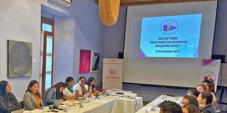 Foto: Facebook Siempreviva Oaxaca // Mesa de trabajo “Aborto Seguro con presupuesto: una garantía estatal”.