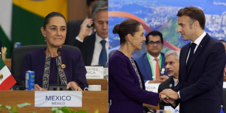 Sheinbaum propone sembrar Paz y Vida en la Cumbre del G-20; se reúne con Macron