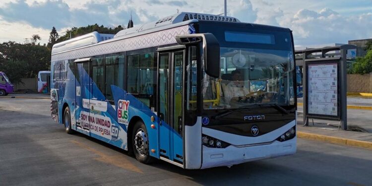 Foto: Gobierno de Oaxaca // La nueva unidad eléctrica de prueba para el Citybus.