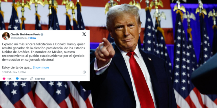 Claudia Sheinbaum felicita a Donald Trump tras su triunfo en las elecciones de EE.UU.