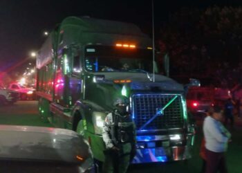 Tras atropellar a la pareja, el conductor del camión, intentó darse a la fuga.