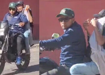 VIDEO | ¡Escapan en moto tras robar batería! Vecinos capturan el momento en video