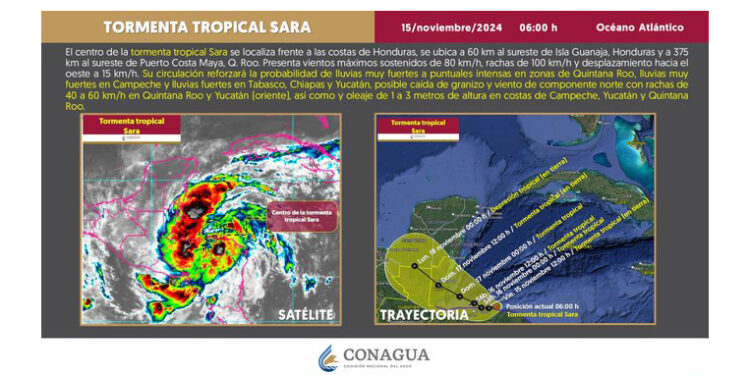 ¡Tormenta tropical Sara se dirige hacia México!