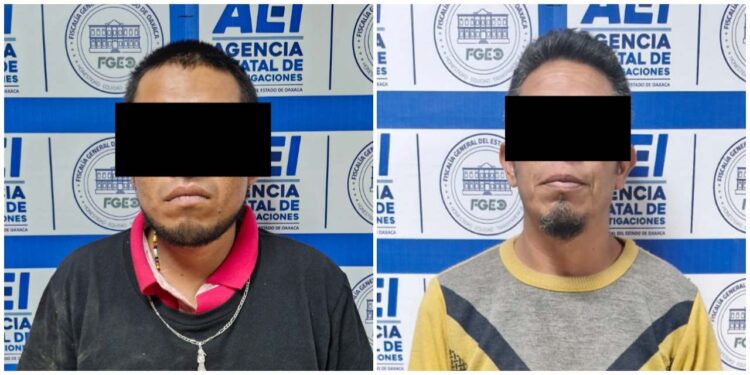 Los hombres identificados como L.A.B.S. y L.C. fueron detenidos en la colonia Alta Vista de Juárez en Huajuapan.