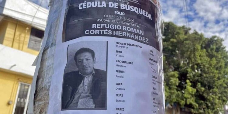 Foto: Comisión Estatal de Búsqueda de Personas Desparecidas para el Estado de Oaxaca // Demandan acciones urgentes para la localización del defensor de derechos humanos, Refugio Román Cortés Hernández.
