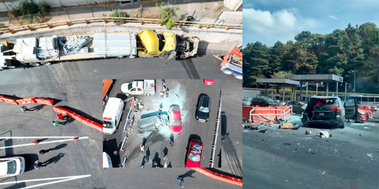 Tráiler sin frenos provoca accidente fatal en la caseta de la autopista México-Toluca