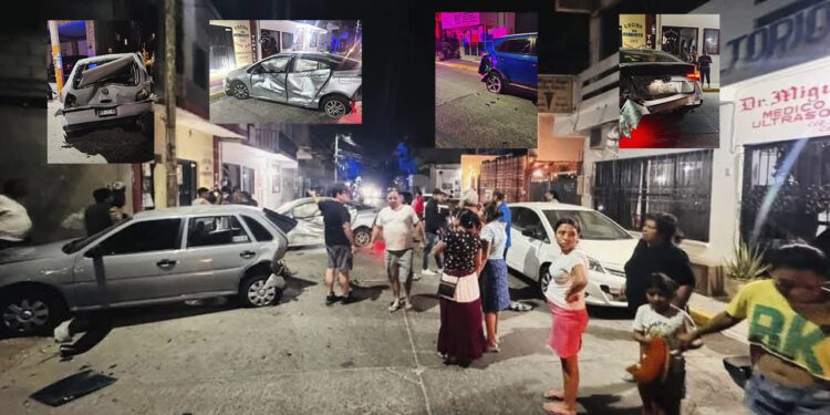 Imprudencia al volante desata caótica cadena de choques en Juchitán