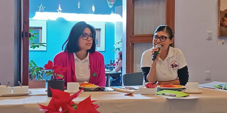 Foto: Lisbeth Mejía Reyes // Ixchel Guzmán y Mayra Aldaz, integrantes de la asociación civil Siempre Viva Oaxaca y del Frente por los Derechos Sexuales y Reproductivos en México.