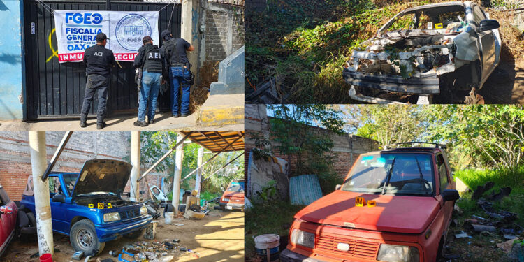 ¡Golpe a guarida de robacarros en Zaachila! Desmantelaban autos robados en taller clandestino