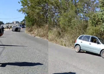 Aparatoso choque y volcadura en Pinotepa Nacional