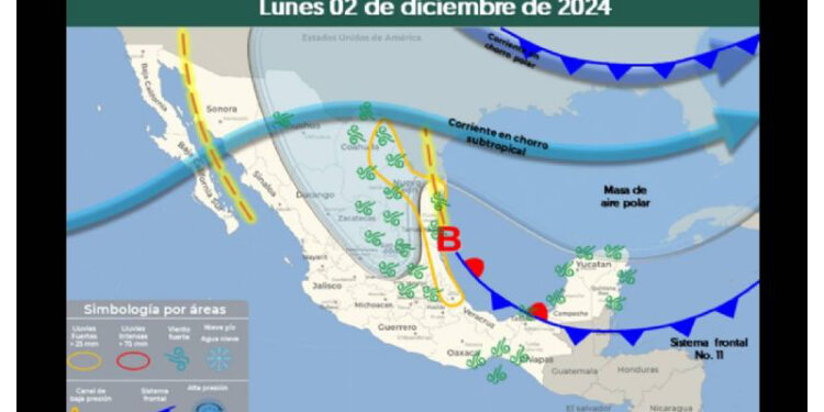 Frente frío 11 afectará a gran parte de México con temperaturas bajo cero y lluvias intensas