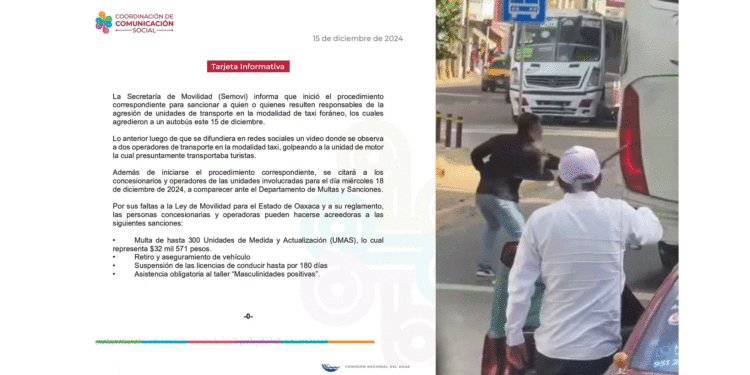 Semovi dice que tomará acciones ante agresión de taxistas a autobús en Oaxaca