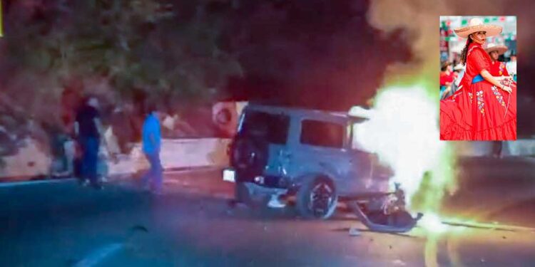 VIDEO | ¡Choque e incendio fatal! Muere oaxaqueña en siniestro vial en Acapulco