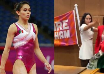 VIDEO | Gimnasta Elsa García arroja la bandera de México y le llueven críticas