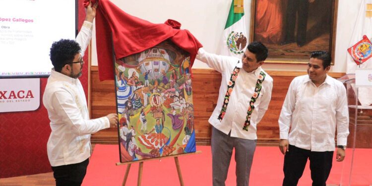 Foto: Adrián Gaytán // “Lazos de fraternidad” es la imagen oficial de la Guelaguetza 2025, del artista plástico Osnar López Gallegos.