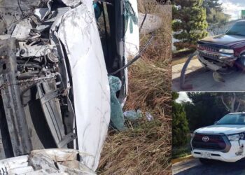 Brutal choque y volcadura en el Libramiento a Ejutla