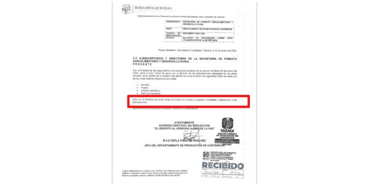 ¡Polémica en Oaxaca! Memorándum de SEFADER expone presunto control sobre redes sociales de empleados