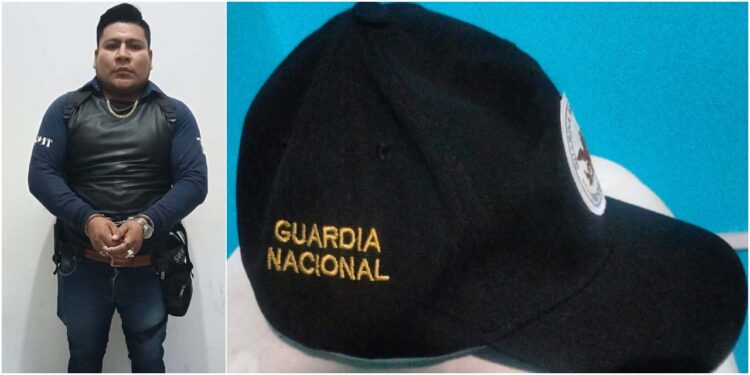 Salvador T. L. vestía ropa táctica y afirmaba ser policía federal: también portaba una gorra con el logo de la Guardia Nacional.