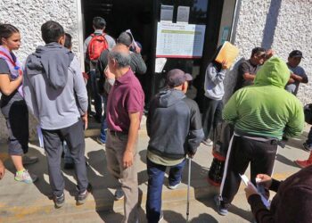 Foto: Adrián Gaytán // Acechan los falsos gestores en los módulos para el canje de placas y tenencia 2025.