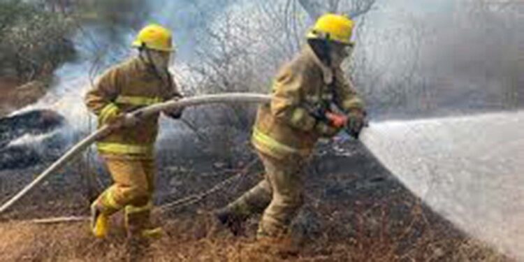 Bomberos controlan incendio en zona de Chilixtlahuaca.