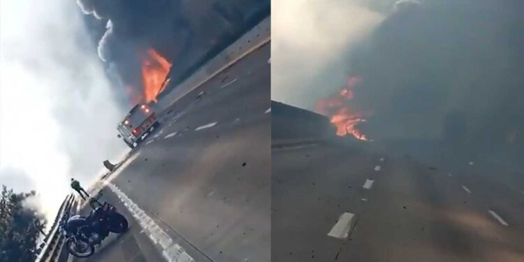 VIDEO | Impactante explosión e incendio en la México-Puebla tras choque de pipa de gas