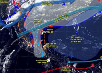 Frente Frío No. 27 y evento de “Norte” provocarán fuertes vientos y descenso de temperatura