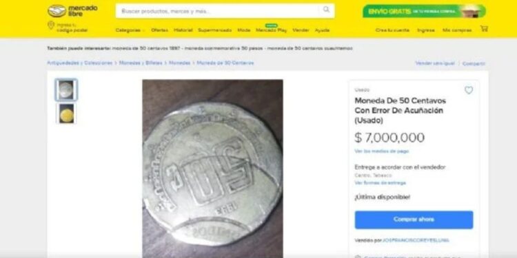 ¡No es broma! Conoce la moneda de 50 centavos que se vende por 7 millones