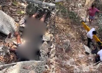 VIDEO | Ebrio azota en un barranco de 10 metros en Huatulco