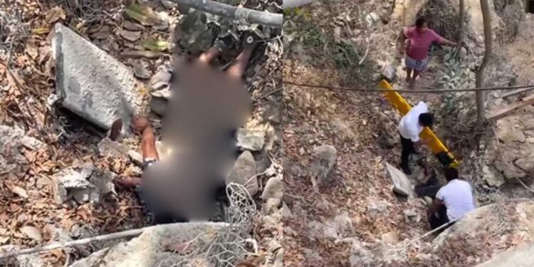 VIDEO | Ebrio azota en un barranco de 10 metros en Huatulco