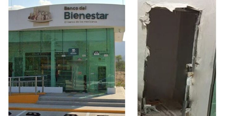 ¡Arrancan y se llevan cajero automático del Banco del Bienestar en Santiago Laollaga