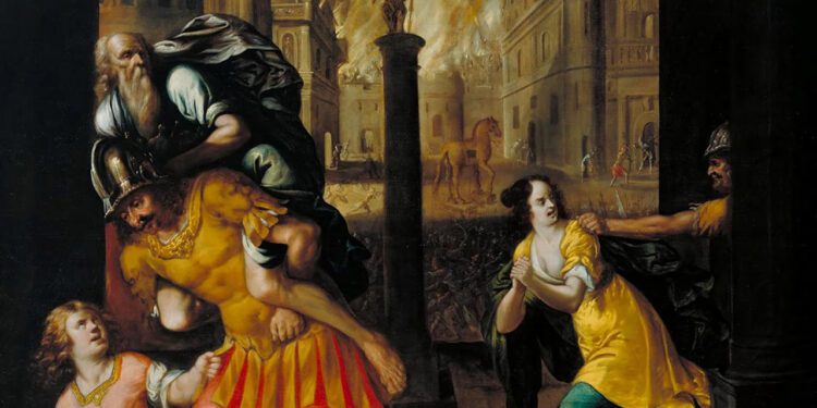 El cuadro, que actualmente no está expuesto, representa escenas del poema épico de Virgilio "La Eneida" y fue adquirida por la Tate en 1994.