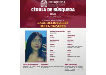 Buscan a Jacqueline Ailet Meza Cázares, joven desaparecida en la Costa de Oaxaca