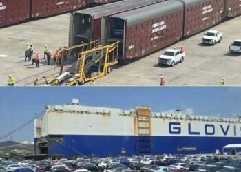 Es un día histórico con el arribo al Puerto de Salina Cruz, de un cargamento de 600 vehículos de la armadora coreana Hyundai que hará el primer cruce del Océano Pacífico al Golfo de México, a través del Corredor Interoceánico del Istmo de Tehuantepec (CIIT).