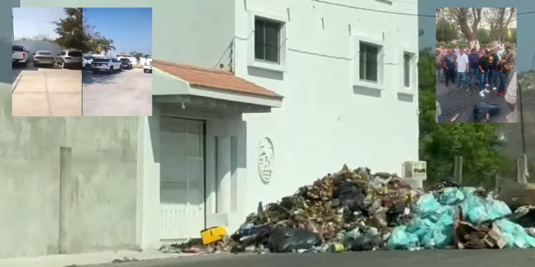 VIDEO | Sindicalizados tiran basura frente a la casa del presidente municipal Salina Cruz en medio de conflicto laboral