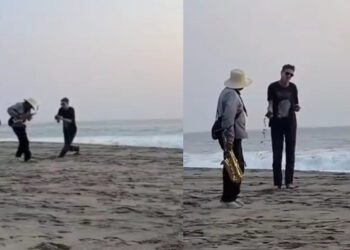 VIDEO | Extranjero lanza arena a músicos oaxaqueños en Zicatela y los corre. Autoridades, otra vez, brillan por su ausencia