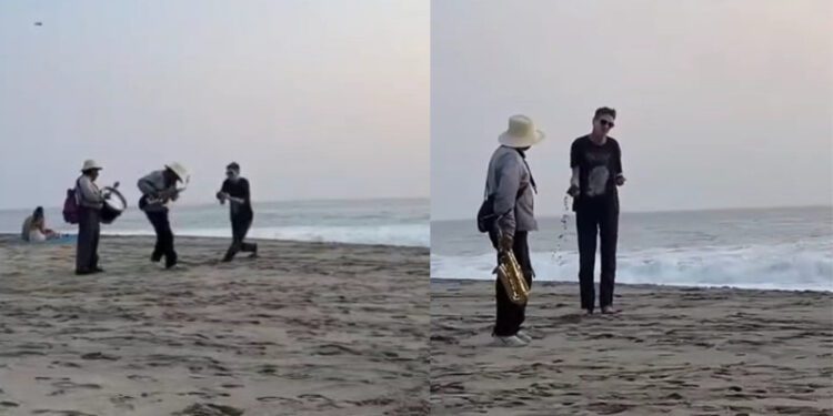 VIDEO | Extranjero lanza arena a músicos oaxaqueños en Zicatela y los corre. Autoridades, otra vez, brillan por su ausencia