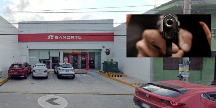 ¡Violento asalto en Banorte! Roban fuerte suma a cuentahabiente y policía estatal altera la escena del crimen