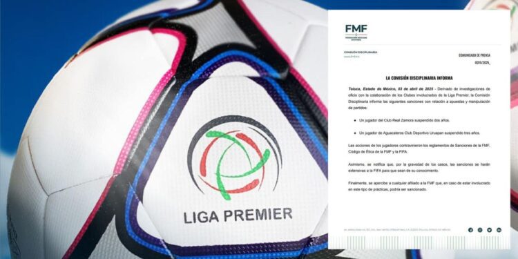 La FMF anuncia nuevas sanciones por amaño de partidos y apuestas en la Liga Premier