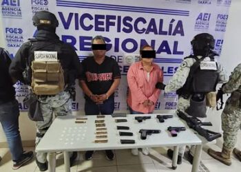 ¡Cae pareja con metanfetamina y arsenal en Juchitán! Uno era objetivo prioritario del crimen organizado