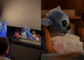 Una familia disfrazada de Stitch se volvió viral durante el estreno de la película