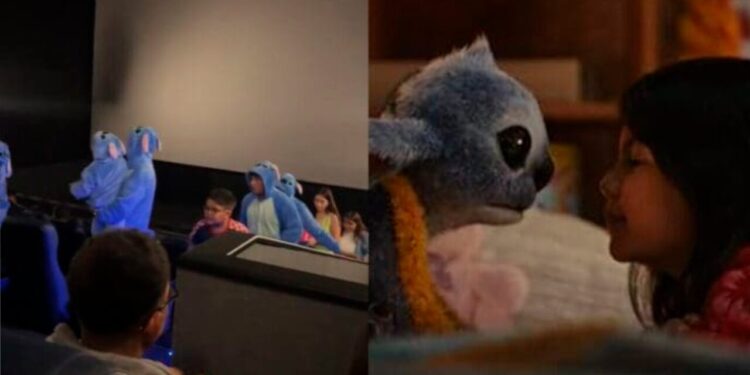 Una familia disfrazada de Stitch se volvió viral durante el estreno de la película