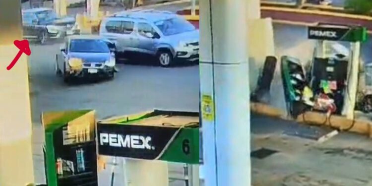  VIDEO | ¡Ixcotel al borde de la tragedia! Irresponsable provoca choque en gasolinera; video lo delata